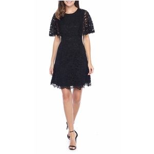 Vince Camuto Lace Cape Sleeve Dress Black